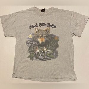 Terrys Tees sturgis Lone Wolf Biker Rally Black Tshirt Vintage Y2K